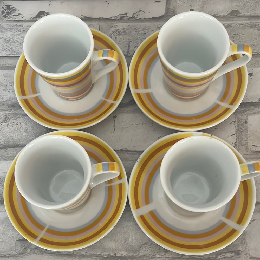 Create by Just Mugs Colorful Striped Espresso Cup and Saucer Set of 4 - Picture 8 of 8